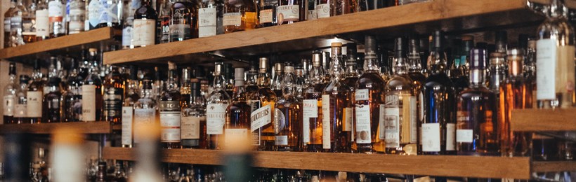 rack with Whisky bottles