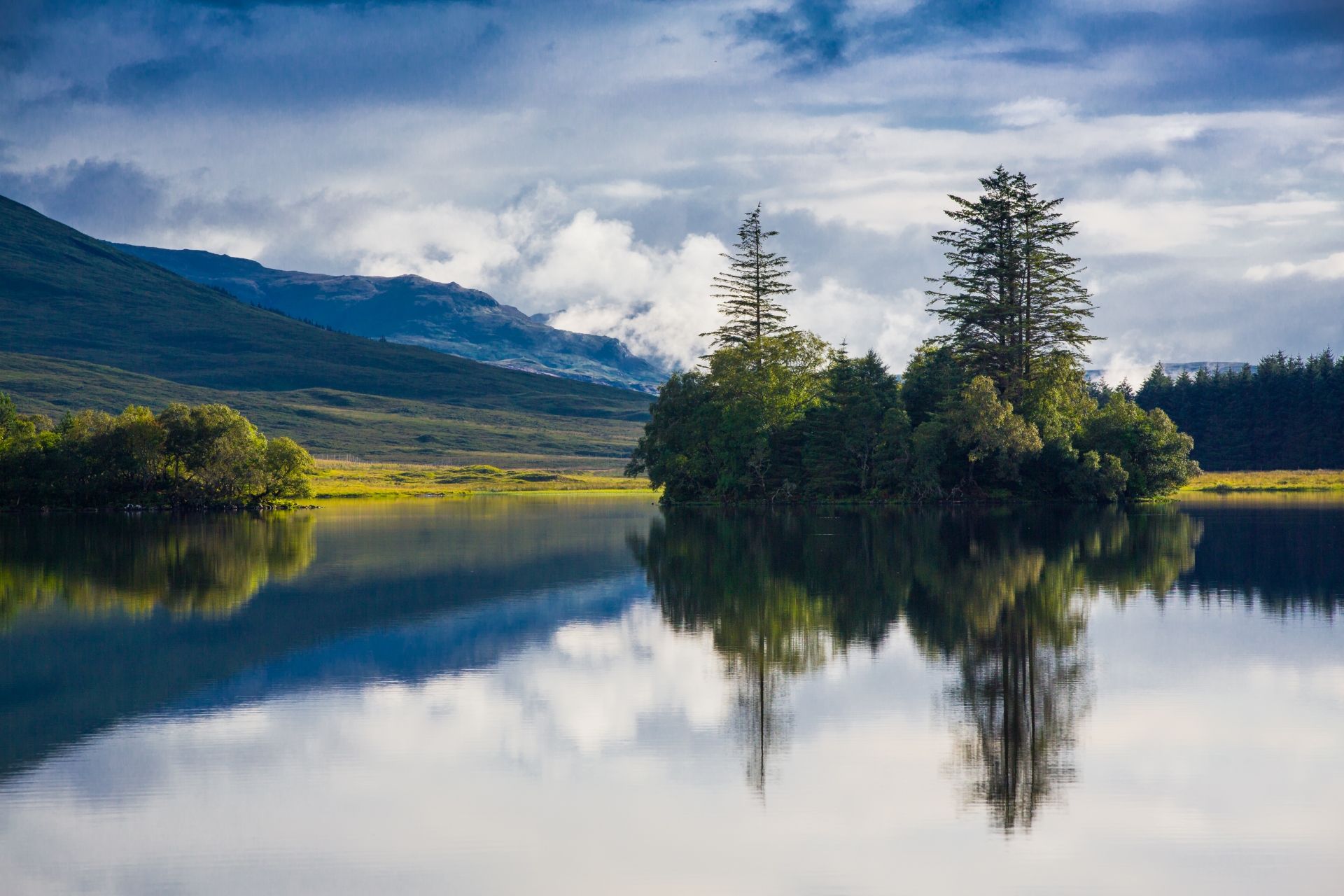 A calm lake or loch
